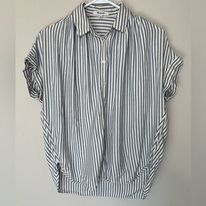 Madewell blue white striped slouchy button up shirt size XXS extra extra small